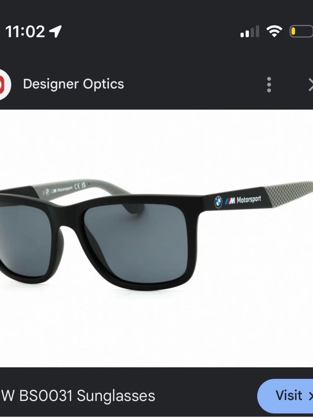 BMW Motorsport Matte Black Sunglasses with Dark Gray Lenses